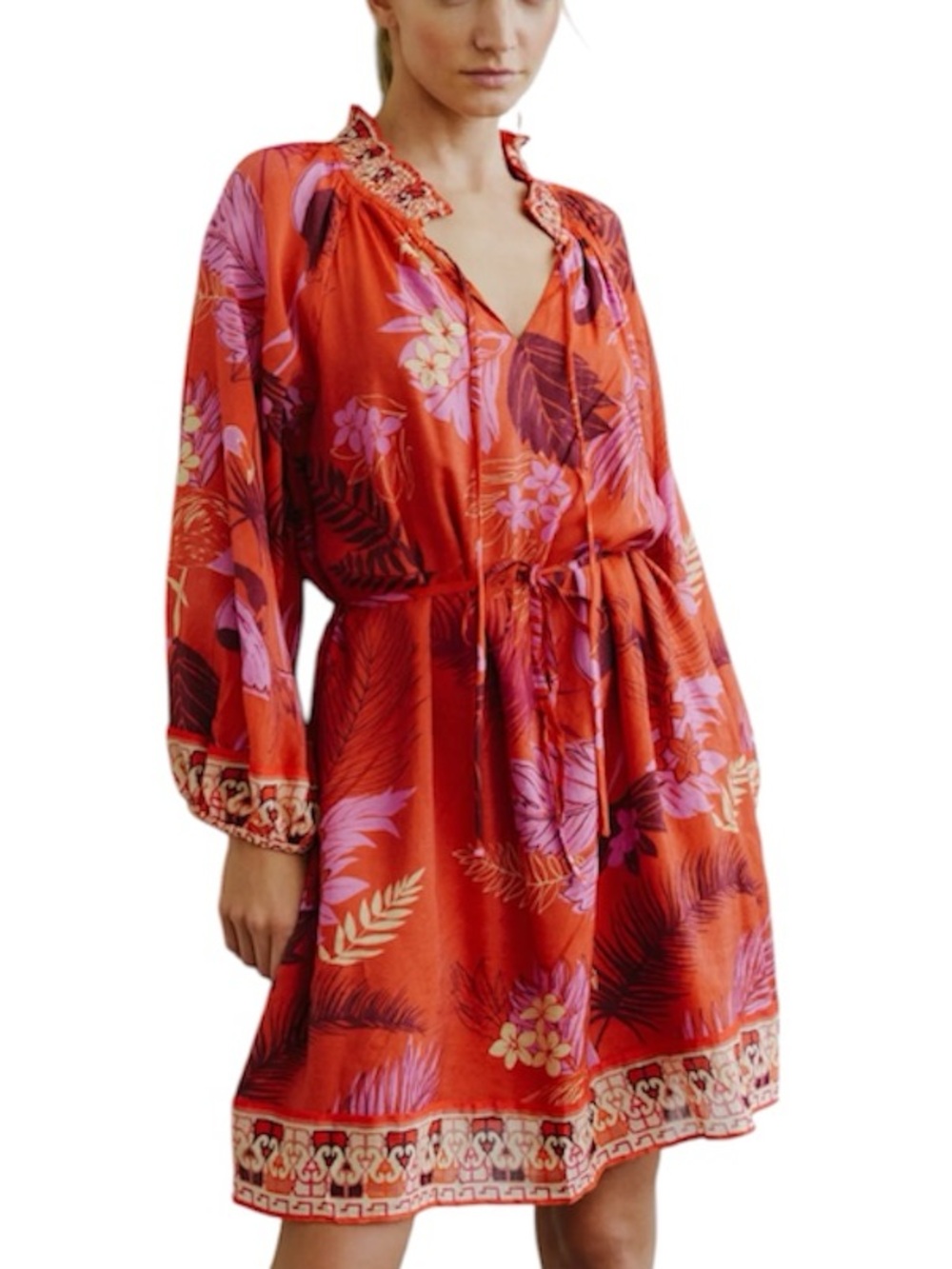 Ciebon Drea Floral Print Long Sleeve Mini dress size S